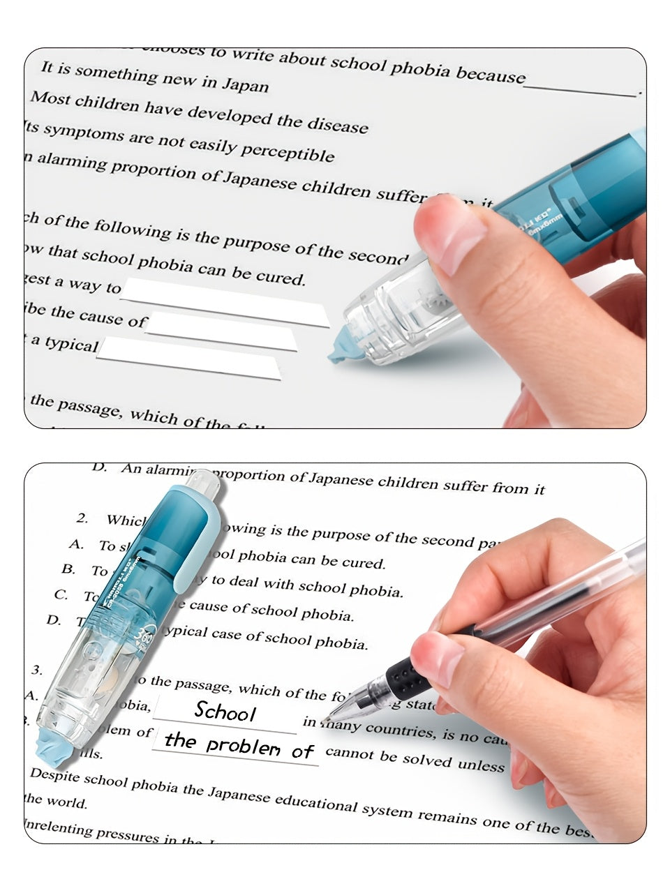 Retractable Correction Tape with Refills – Mess-Free Instant Error Correction for School, Office & Home, 1pc + 2 Refills or 4-Pack + 8 Refills, Smooth Dry Correction Tape Back to School Supplies