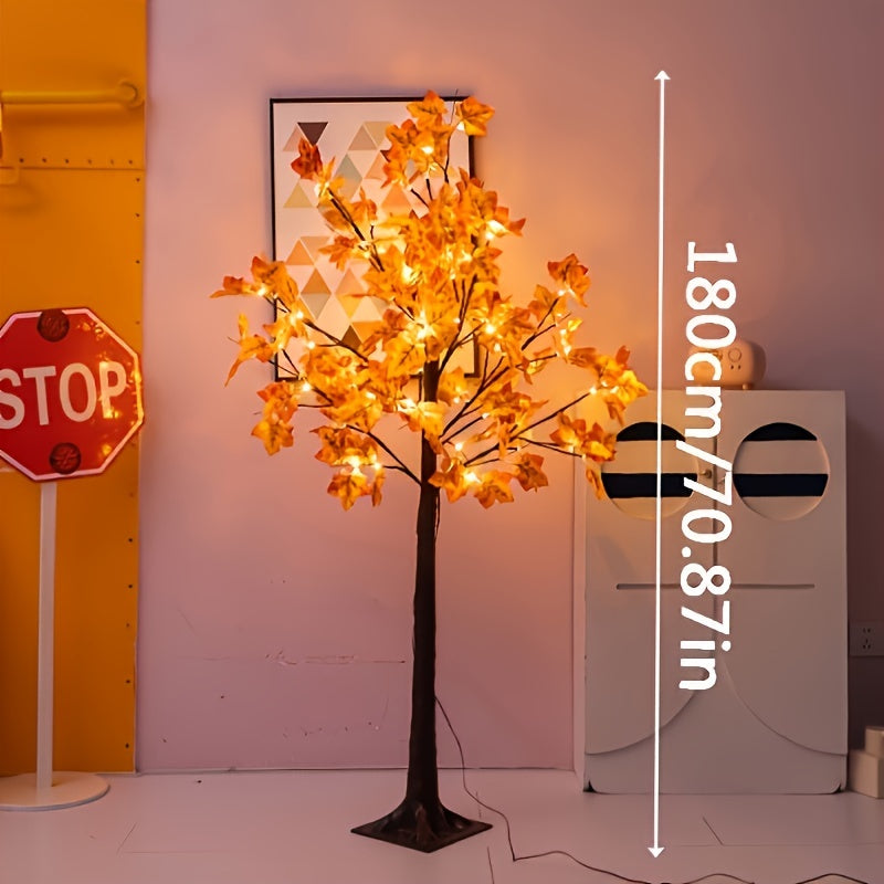 Lighted LED Maple Tree Artificial Floor Lamp – 4 ft 5 ft 6 ft & 7 ft Fall Autumn Tree for Home Festival Party Birthday Wedding & Holiday Decoration