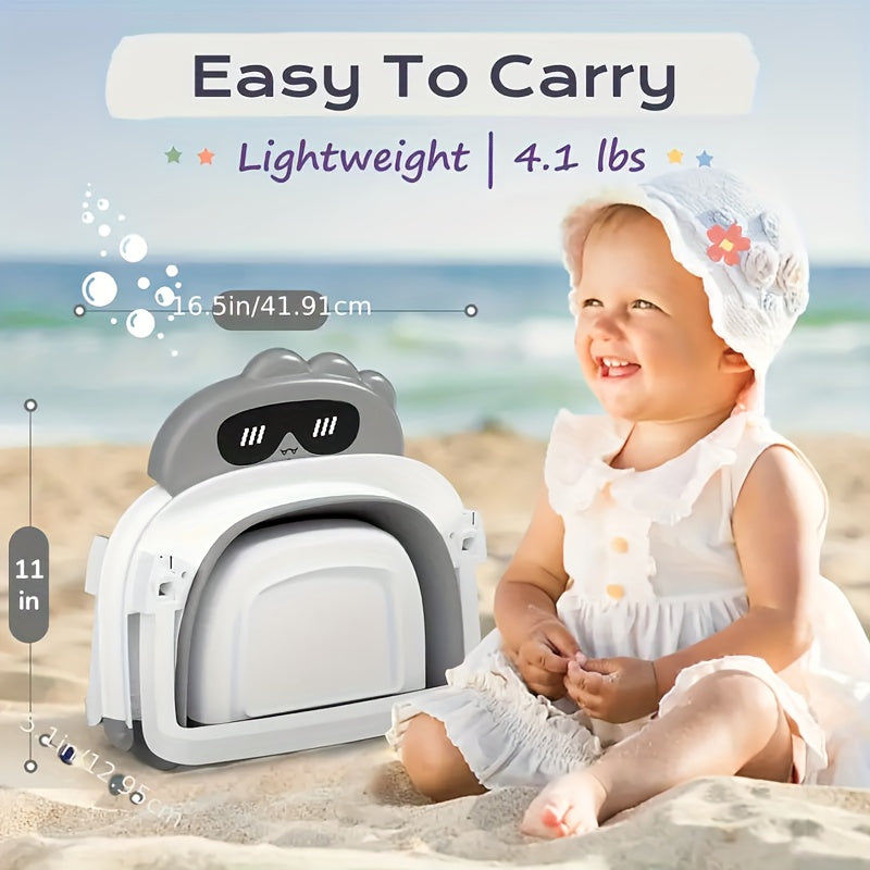 Foldable Baby Bathtub with Temperature Monitor, Portable Non-Slip Travel Bath Tub for Newborn to Toddler, Durable Collapsible Design for Home & Travel, Gray