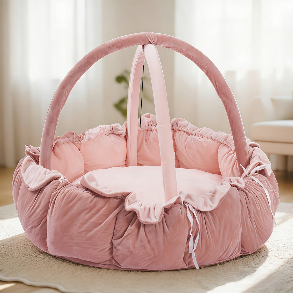 5-in-1 Baby Gym & Tummy Time Mat Thick Plush – Convertible Play Mat Ball Pit Pet Bed Floor Mat for Infants Toddlers Babies Stage-Based Developmental