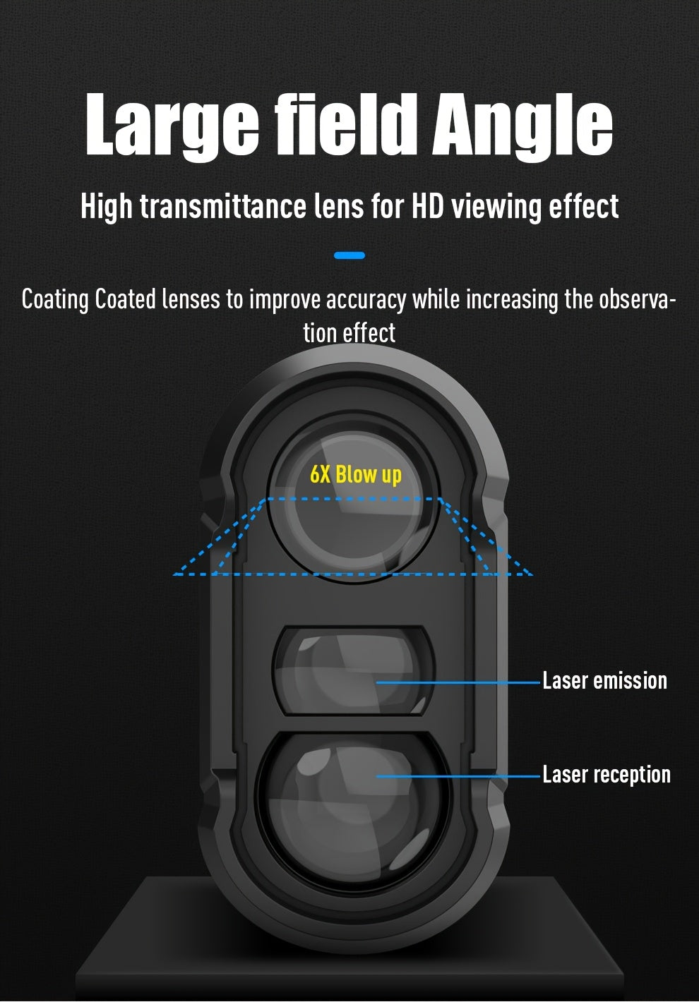 1200 Yard Laser Golf Rangefinder, 6X Magnification, Slope Switch, Pulse Vibration, Target Lock, Trajectory Compensation, Type-C Rechargeable for Golf and Hunting