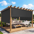 Outdoor Roller Shade, 8x8 Ft, 95% UV Protection, 420GSM PE Fabric, Cordless Aluminum Frame with Crank Handle, Thermal Insulated Patio Privacy Sun Shade Blind
