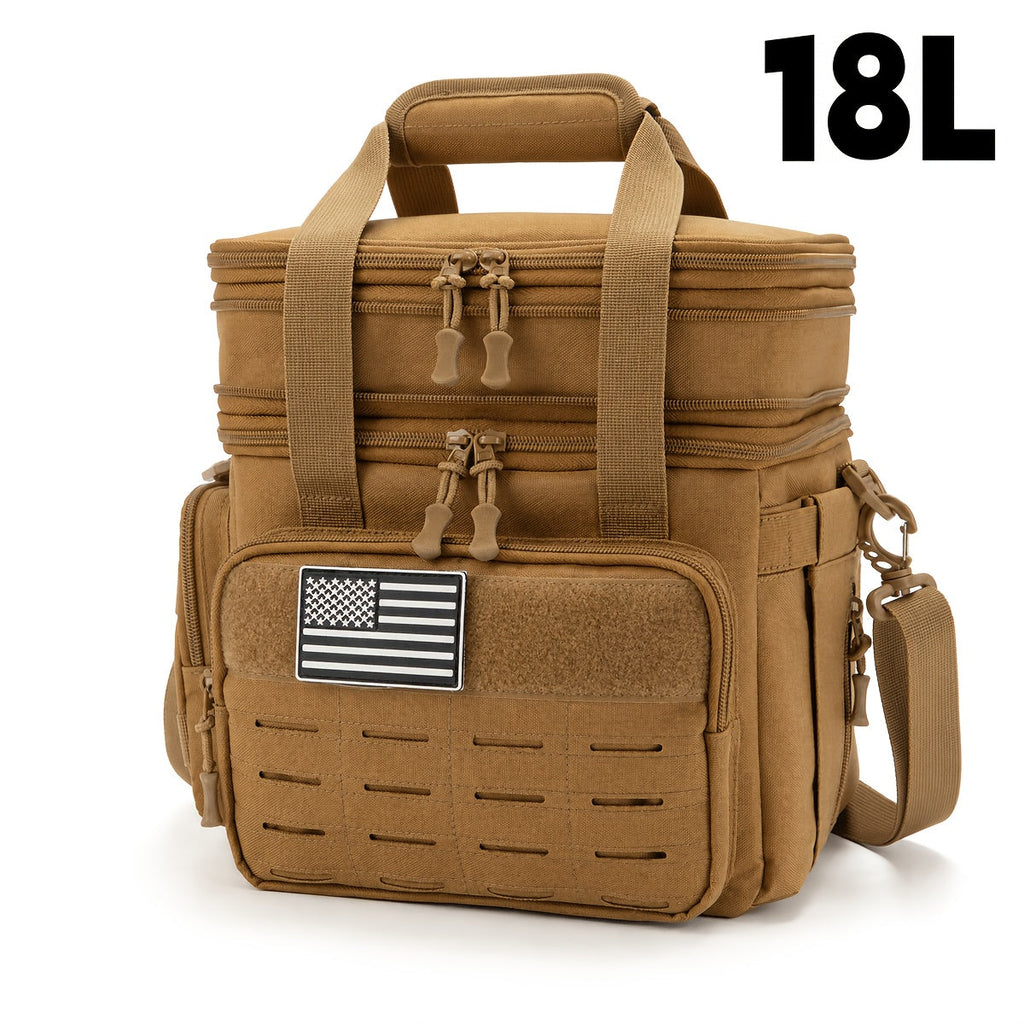 Tactical Lunch Box for Men 18L – Expandable Heavy Duty Insulated Cooler Bag with MOLLE Webbing, Leakproof Thermal Lunch Bag for Work, Camping, Outdoor & Picnic, Available in Khaki, Black & Green