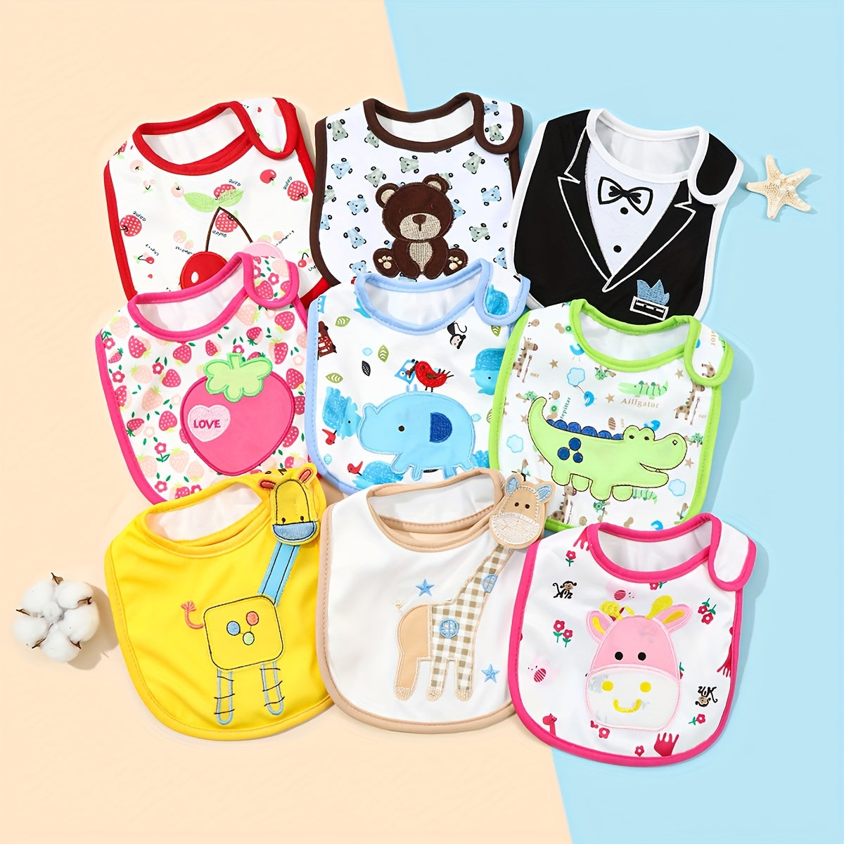 Baby Bibs Set of 5, Soft Newborn Saliva Drool Towel Bandana Bibs for Infant Toddler, Absorbent Feeding Burp Cloth for Boys & Girls, Mixed Color Baby Shower Gift