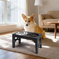 Adjustable Elevated Dog Bowl Stand with 3-Bowl Set – 5 Heights 3.2–12.2 Inches, 2 Stainless Steel Bowls + Slow Feeder Bowl for Small, Medium, and Large Dogs, Raised Feeder in Black or Gray