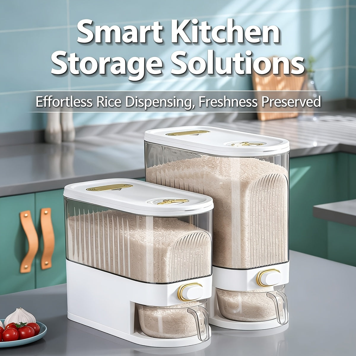 Large Capacity Food Storage Container 11/22 lbs Airtight Sealed Tank, BPA-Free Plastic Bulk Storage for Rice, Grains, and Nuts, Kitchen Cabinet Pantry Organizer with Lid – 5KG/10KG Options