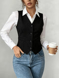 Women's Sleeveless Solid Color Elegant Commuter Tank Top, Casual Loose Fit Versatile Sleeveless Shirt for Work & Everyday Wear