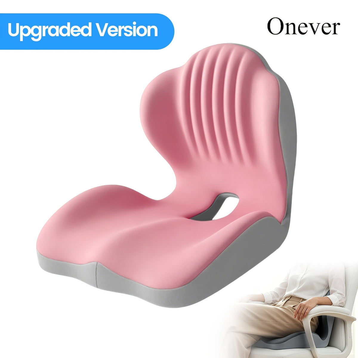 Ergonomic Memory Foam Seat Cushion with Back Support & Breathable Hollow Design – Comfortable Coccyx Cushion for Office Chair, Car Seat, and Long-Term Sitting, Unisex