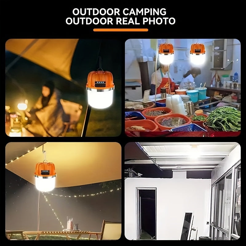 LED Camping Lantern USB Rechargeable with Built-In Power Bank, Ultra-Bright Portable Hanging Tent Light for Camping, BBQ, Patio, and Outdoor Emergency, Charges Mobile Phones, Freestanding & Hanging Design