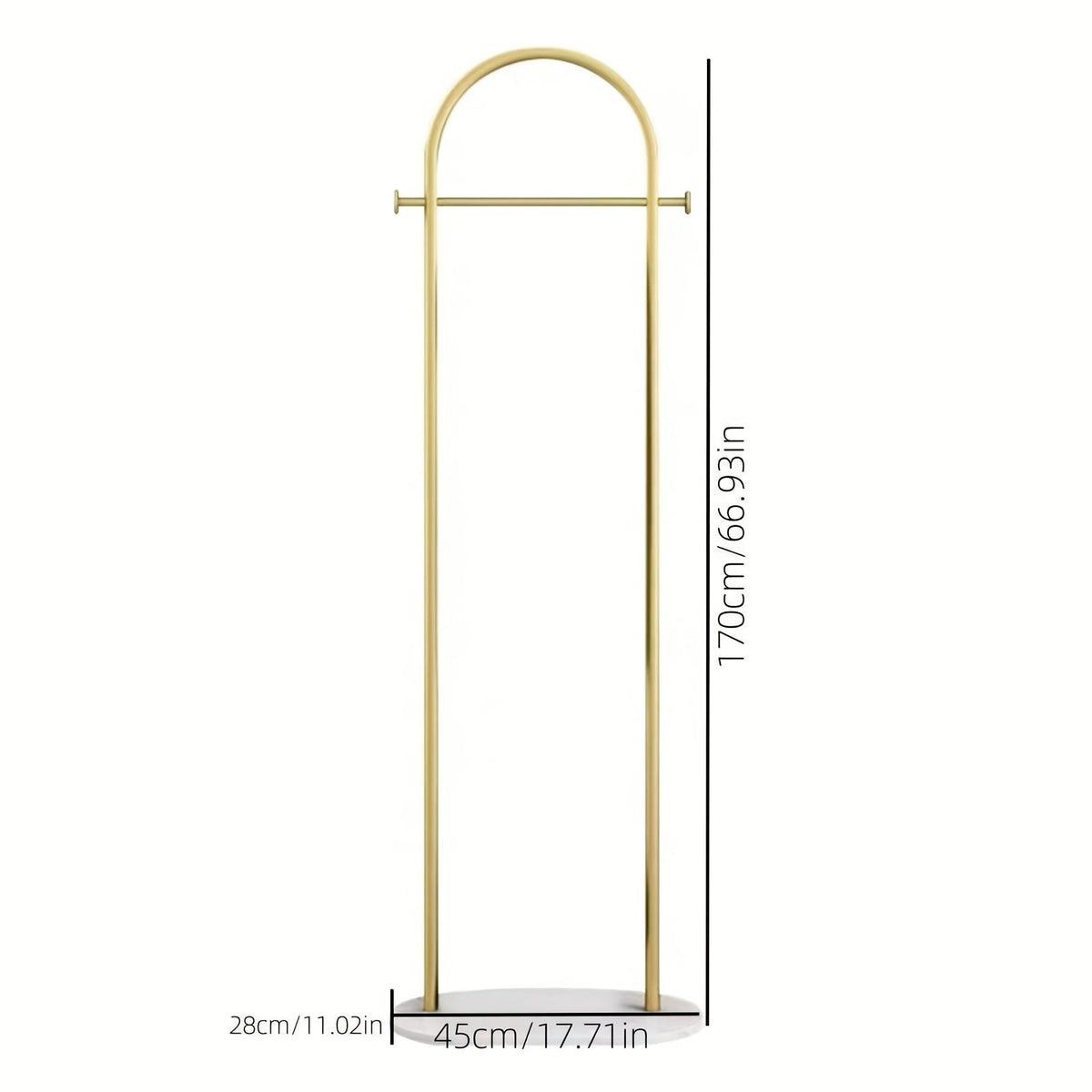 Marble Base Freestanding Clothes Rack - Semi-Circular Design, Coat & Hat Stand, Clothing Storage Hanger for Bedroom & Home - White Frame/White Base & Black Frame/White Base