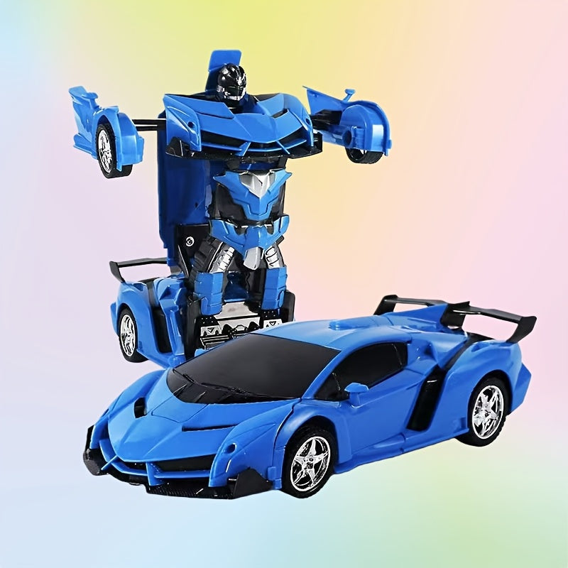 Transforming RC Stunt Car 360-Degree Drift Robot, One-Button Deformation, LED Lights, 2.4GHz Remote Control, 45M Range, Gift for Kids Ages 3+, Red Yellow Blue