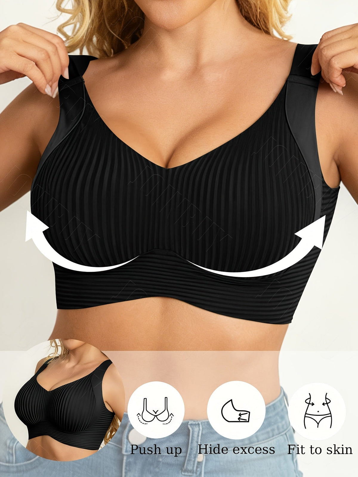 6 Pack Women's Seamless Sports Bras – V-Neck Wireless Bralette, Non-Removable Pads, Full Coverage Backless Design, High Elasticity for Running, Yoga, Gym, and Daily Wear, Solid Color Activewear Set