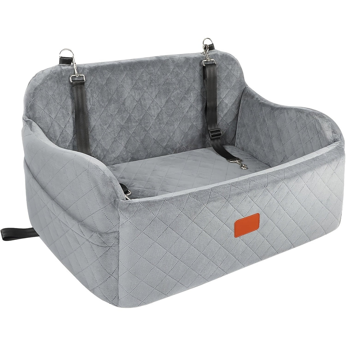 Dog Car Seat for Medium to Large Dogs – Washable Memory Foam Pet Travel Car Bed with Seat Belt Pass-Through, Adjustable Straps & 3-Point Installation, Gray, Black, Brown, All Black, Black-Gray
