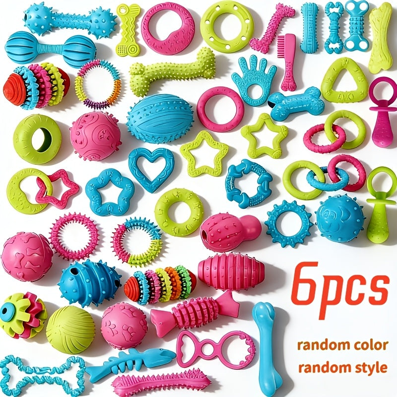 6-Piece Dog Chew Toy Set - Bite-Resistant & Wear-Resistant Pet Toy Kit for Teeth Cleaning & Bonding, Interactive Dog Toys for Puppies & Adult Dogs, Assorted Styles