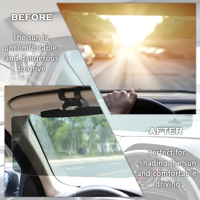 Car Sun Visor Extender, UV400 Polarized Anti-Glare Shield, Adjustable Clip-On Sun Blocker, Universal Fit for Safe and Comfortable Day and Night Driving