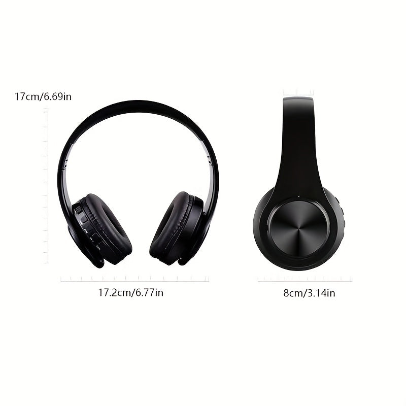 Wireless Over-Ear Headphones with LED Lights - Foldable, Built-in Mic, FM Radio & SD Card Slot - Wired/Wireless - For School, Tablet, PC & TV - White, Black, Black Red & Blue Black