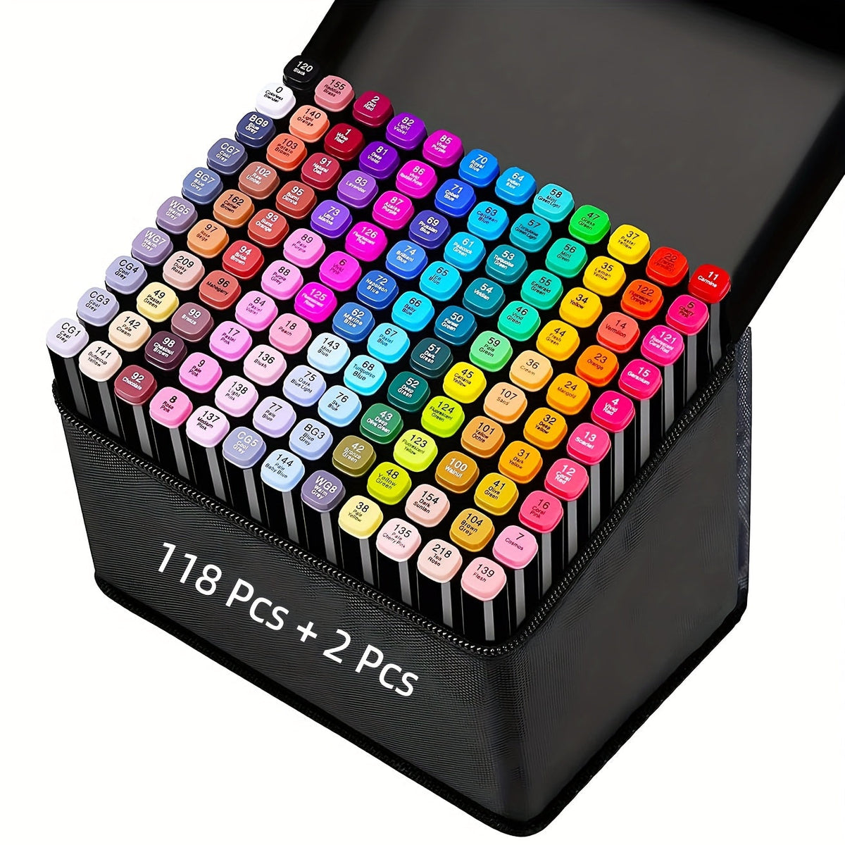 Dual Tip Alcohol Markers Set with Carrying Case, 32 to 172 Colors – Professional Artist Markers for Drawing, Sketching, Card Making, Illustration, and Adult Coloring with Custom Packaging Bag Option