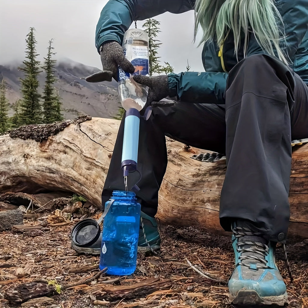 Personal Water Filter Straw Mini Water Purifier Survival Gear for Hiking, Camping, Travel, and Emergency Preparedness, Portable Filtration Straw Removes Bacteria & Contaminants - Set Options (1, 2, & 4 Pack)