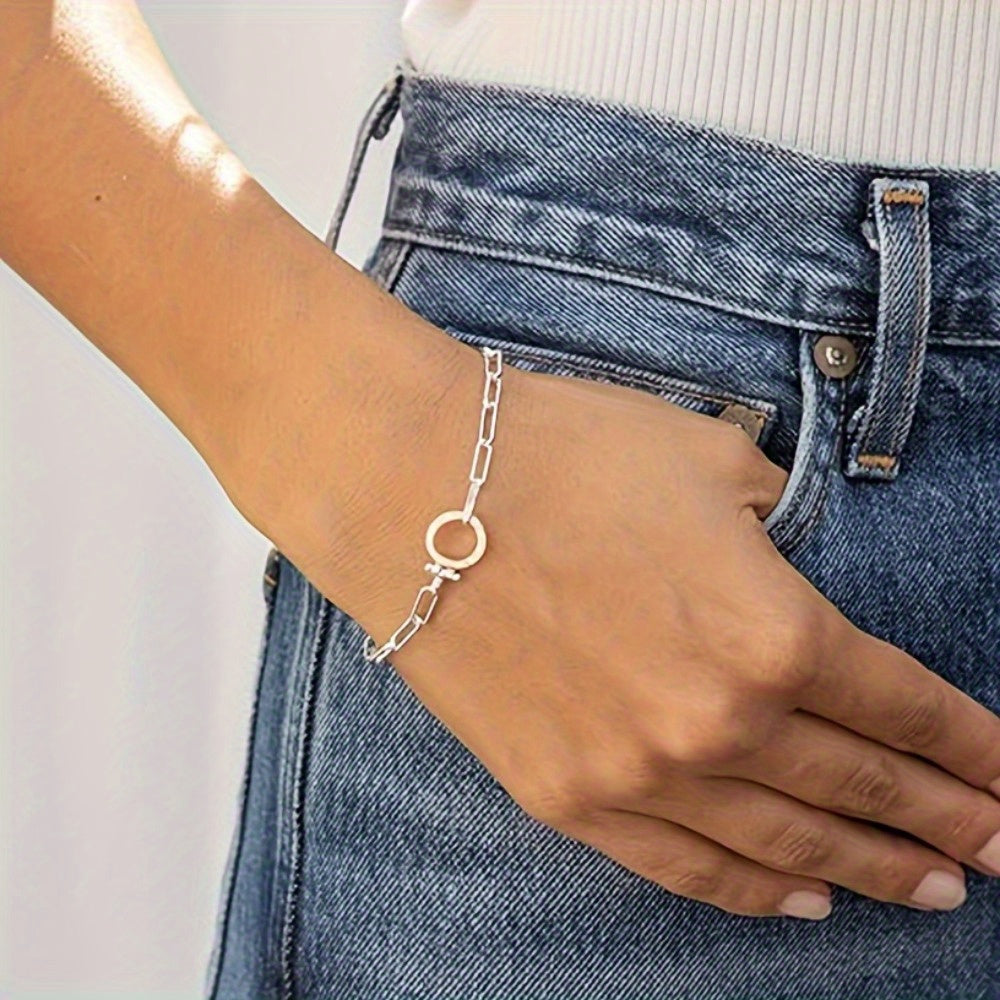 925 Sterling Silver Parker Link Bracelet for Women - Paperclip Chain Iconic Buckle Elegant Luxury Boho Bracelet Gift for Wife Mom Friend - Valentine's Day Christmas Birthday