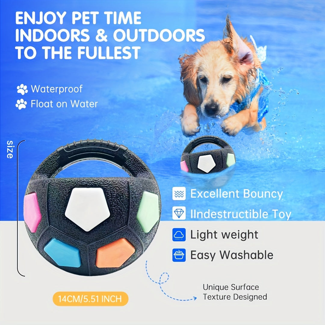 Squeaky Dog Ball Toy, Durable TPR Soccer Football Interactive Chew Toy for Medium Dogs, Teeth Grinding Training, No Battery Needed, Pet Play Ball
