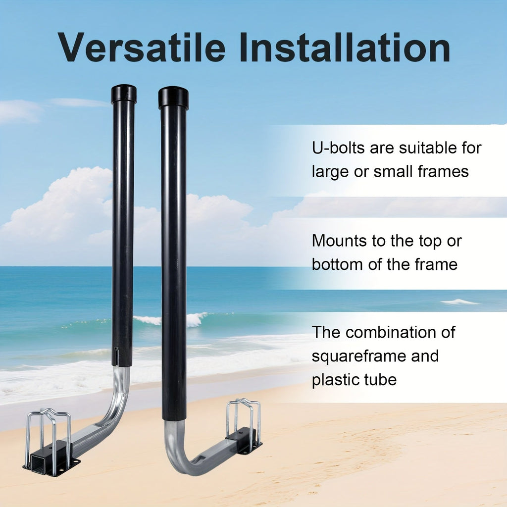 Adjustable Boat Trailer Guide Poles 31"-60" L-Shaped Galvanized Stainless Steel with Black PVC Pipes - Trailer Guide-Ons for Ski Boat, Fishing Boat & Sailboat Trailer