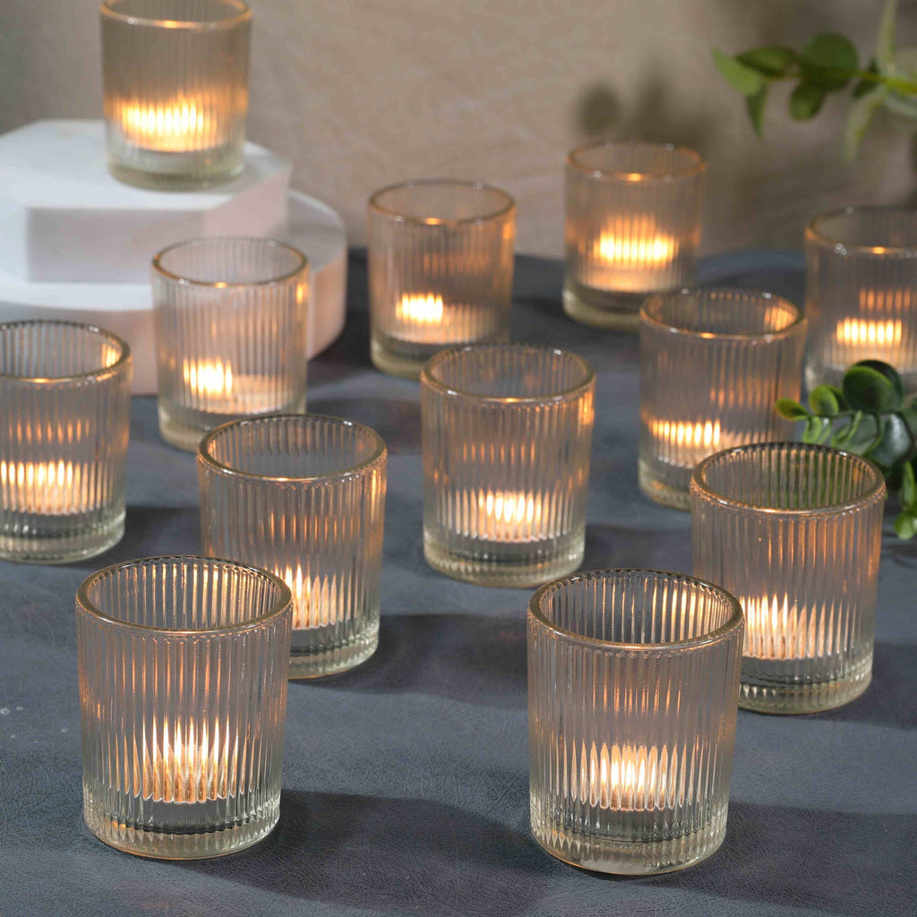 Transparent Glass Votive Candle Holders Bulk Set 48 / 72 / 96pcs Tea Light Holders for Wedding Table Setting Valentine’s Day & Home Decoration