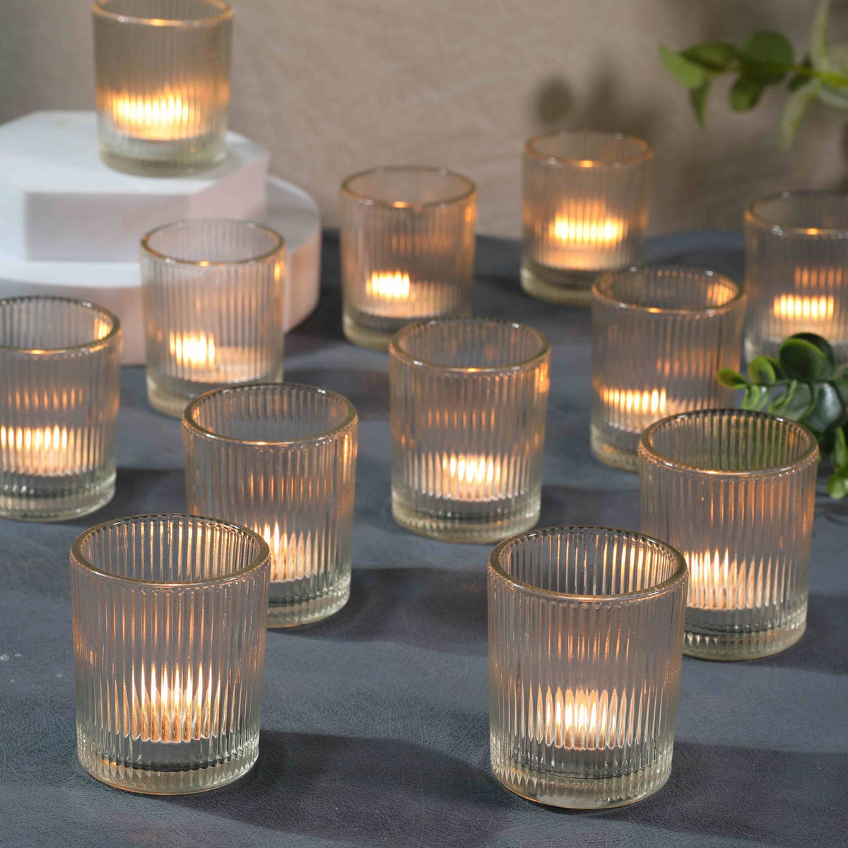 Transparent Glass Votive Candle Holders Bulk Set 48 / 72 / 96pcs Tea Light Holders for Wedding Table Setting Valentine’s Day & Home Decoration