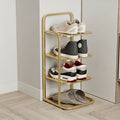 Vertical Narrow Shoe Rack for Entryway - 4, 6 & 8 Tier Slim Metal Shoe Organizer, Freestanding Corner Shoe Shelf for Front Door, Hallway & Closet - Black, White & Golden