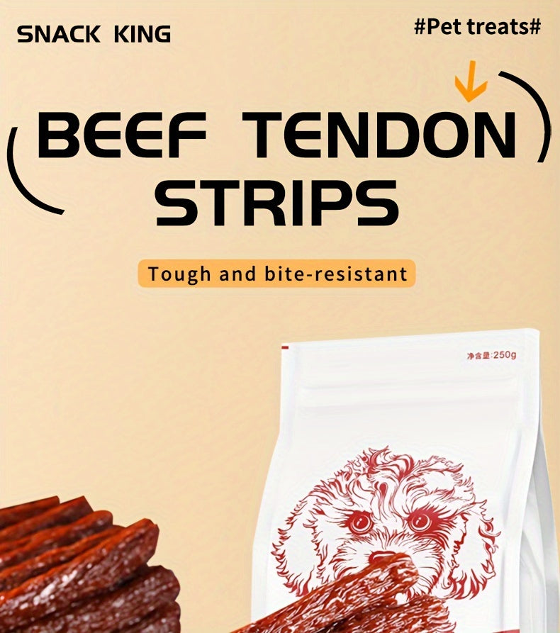 Dried Beef Tendon Dog Chews: Natural, High-Protein Jerky Treats & Chew Sticks for Training Rewards, Suitable for All Breeds, Available in 250g / 500g 2-Pack Options