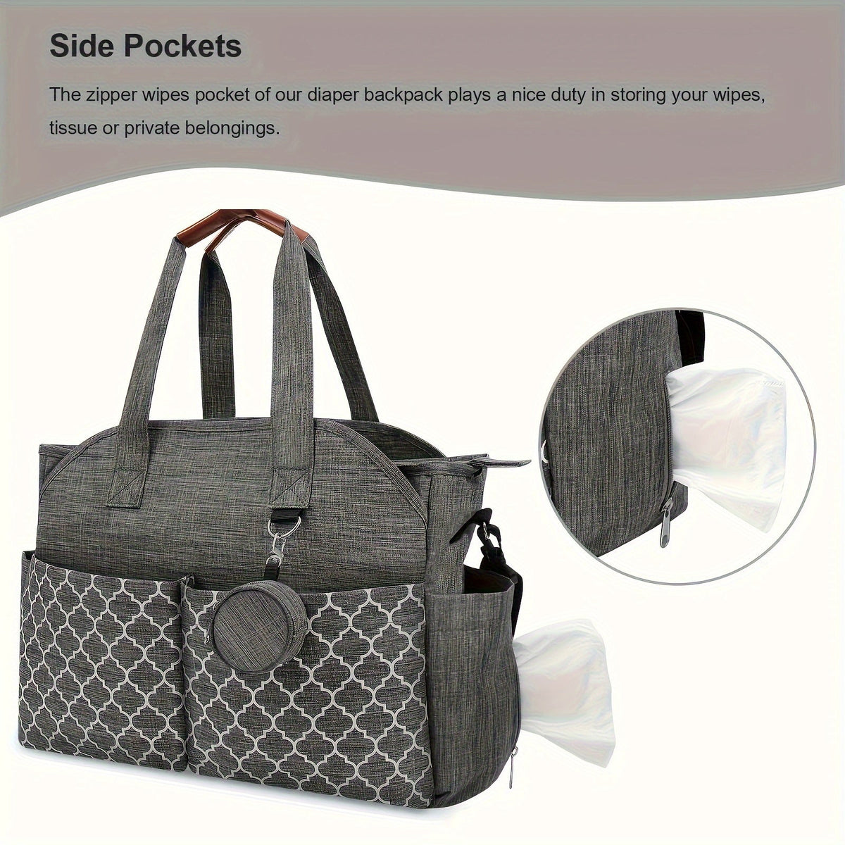 2-in-1 Custom Embroidered Diaper Bag, Personalized Alphabet Quilted Handheld & Crossbody Travel Bag for Mom & Dad, 4 Font Styles, Navy Blue & Grey