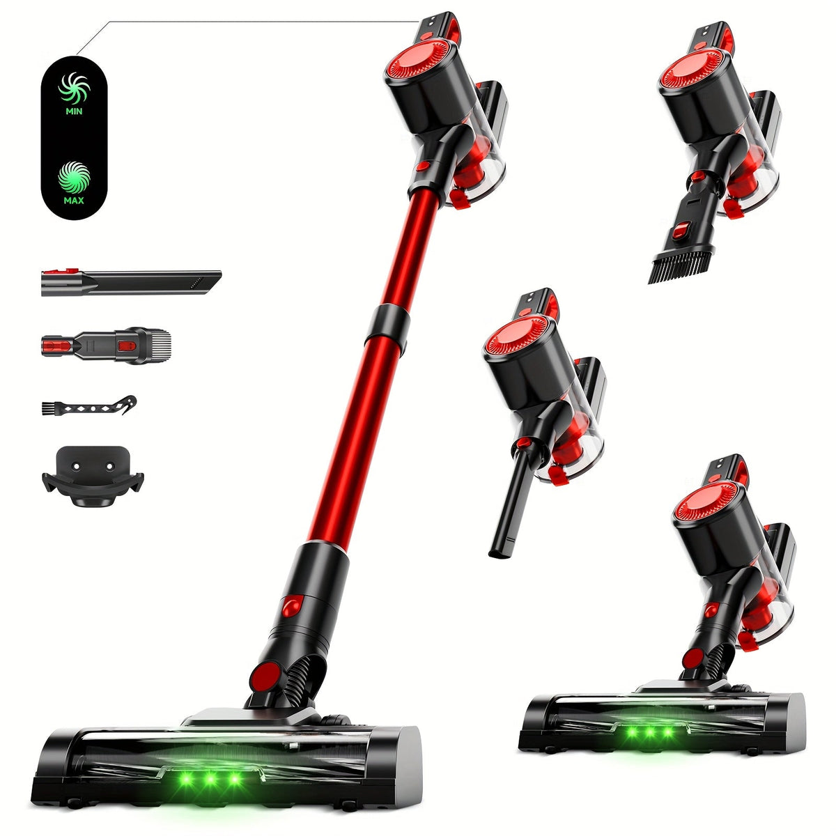 Cordless Stick Vacuum Cleaner – 62 kPa Suction, 40 Min Runtime, Detachable Battery, LED Floor Brush, Variable Speed, Lightweight Handheld, Pet Hair, Carpet & Hard Floors, 5 Colors – Nova Mart