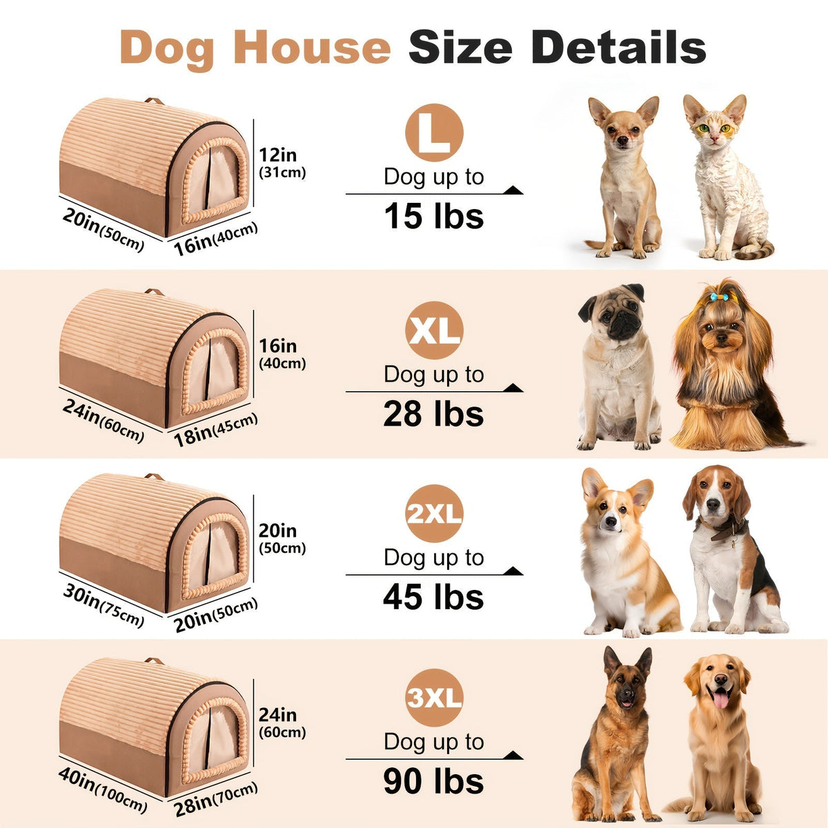 Foldable 2-in-1 All-Season Cave Dog Bed – Fully Enclosed Covered Pet House with Handle, Soft Fluffy Non-Slip Washable Nest for Large, Medium & Small Dogs and Cats – Free Drool Bib – Velora
