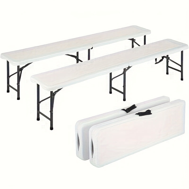 6-Foot Heavy-Duty Folding Bench, Plastic Seat, Metal Legs, Lightweight & Sturdy, for Outdoor & Indoor Use, Camping, Picnics, Parties, Weddings, Tailgating, Easy Fold & Store
