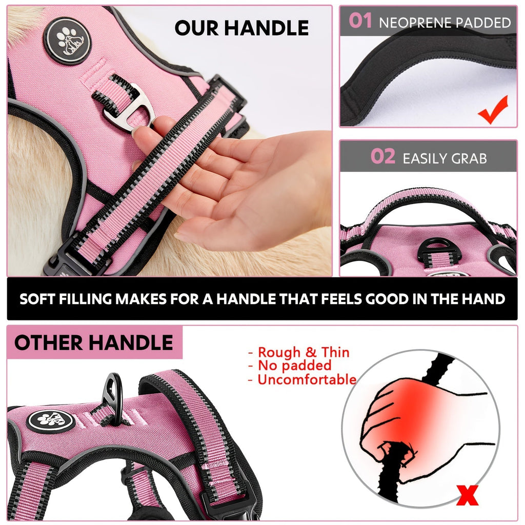 No-Pull Dog Harness Set with Retractable Leash, Seatbelt, and Collar – Fully Reflective, Adjustable, Breathable Vest Harness with Handle for Small & Large Dogs (XS–XL)