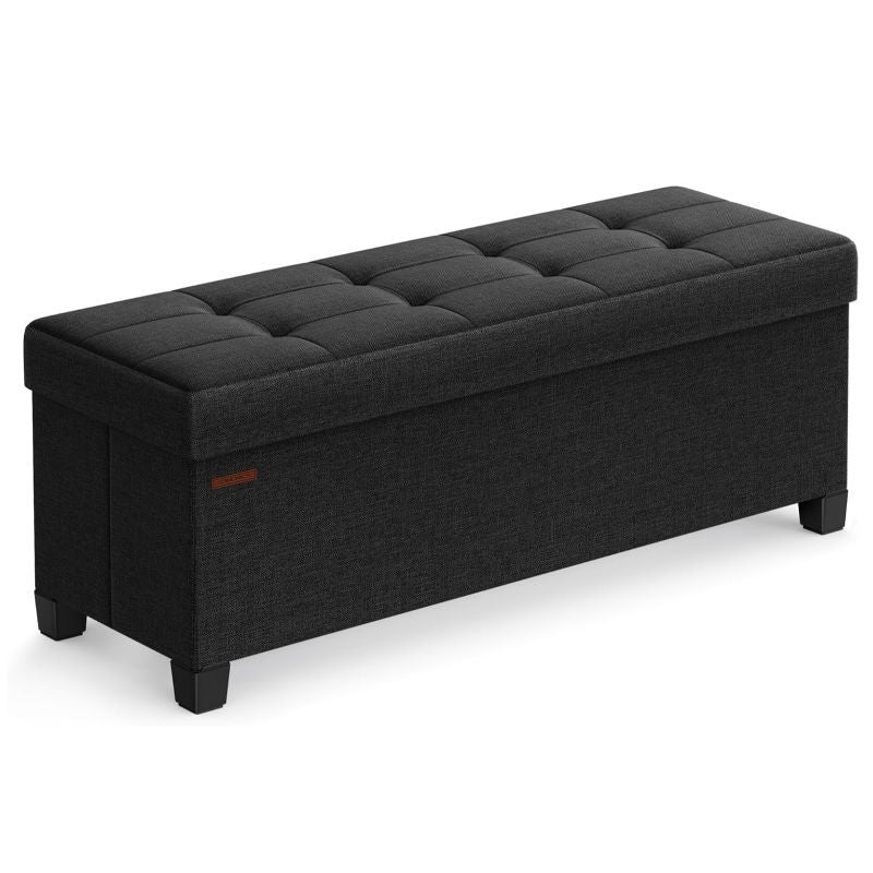 Foldable Storage Ottoman Bench 43" – Upholstered Collapsible Foot Rest & Seat for Living Room Bedroom in 6 Colors