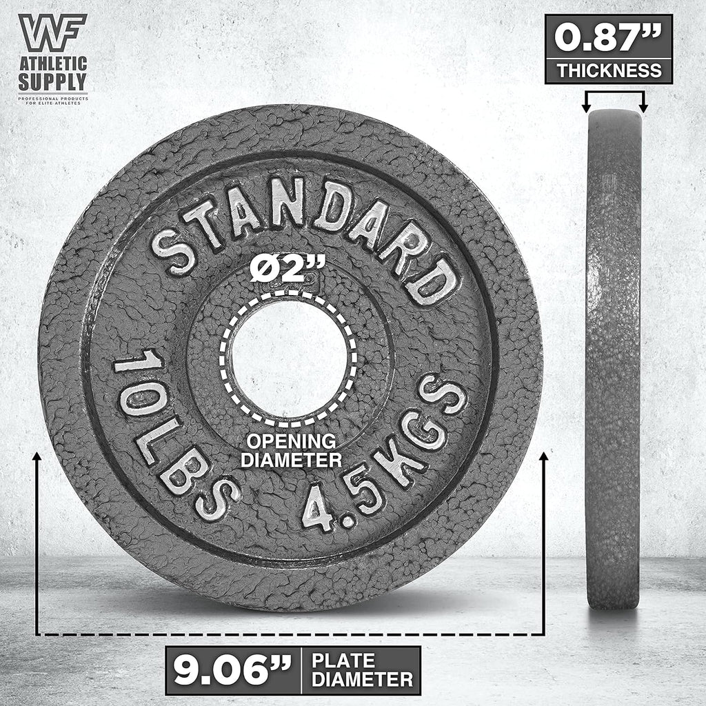 Cast Iron Weight Plates 2-Inch Solid Baked Enamel Finish for Strength Training, Weightlifting, Bodybuilding, Powerlifting, Home Gym Barbell - 2.5, 5, 10, 25, 35, 45, 100 LB