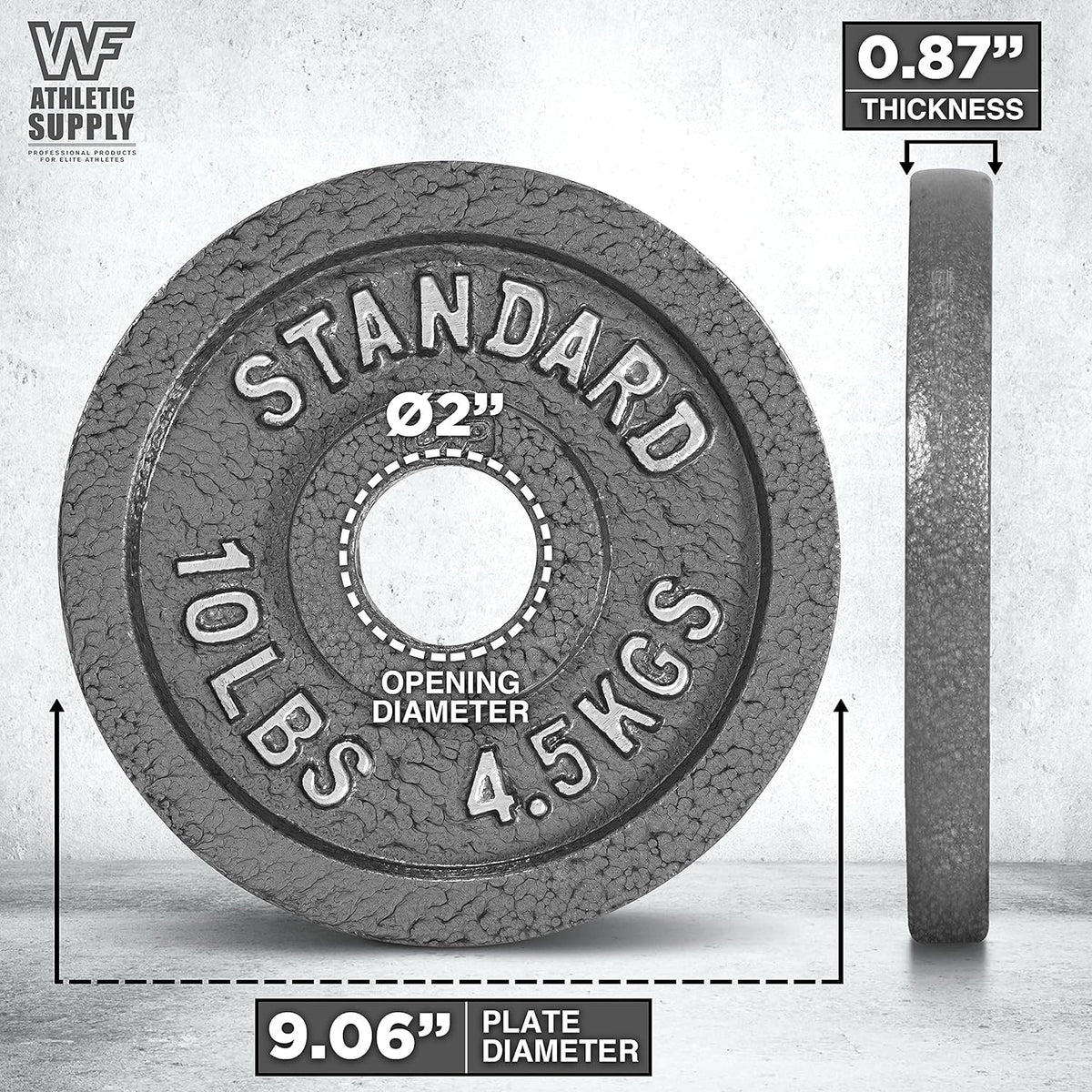 Cast Iron Weight Plates 2-Inch Solid Baked Enamel Finish for Strength Training, Weightlifting, Bodybuilding, Powerlifting, Home Gym Barbell - 2.5, 5, 10, 25, 35, 45, 100 LB