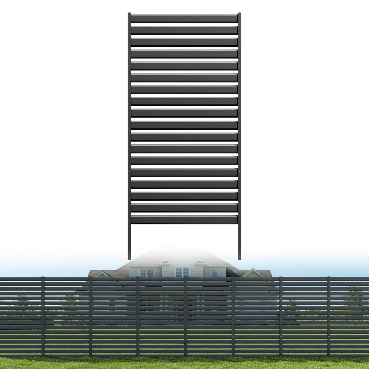 No-Dig Metal Privacy Screen Fence, 38"W x 60"/72"H, Outdoor Patio Air Conditioner Shield, for Pool Equipment, Trash Can Enclosure & Courtyard