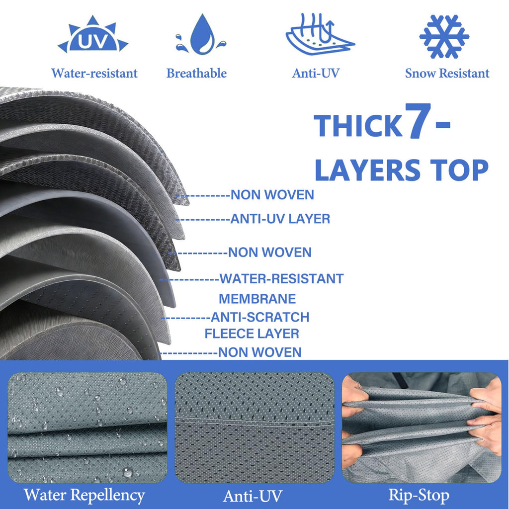 7-Layer Fiberglass Travel Trailer & RV Cover, Fits 8-16 Ft, Waterproof & Snowproof Roof Shield, UV & Tear Resistant, All-Weather Protection for Motorhomes, Campers & Trailers