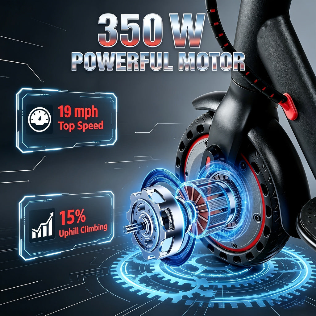 Electric Scooter for Adults, 350W/500W Motor Foldable E-Scooter, 19MPH Top Speed, 19-Mile Long Range, Anti-Skid Solid Tires, LCD Display, Dual Brake Commuting Scooter with LED Lights and Adjustable Speed