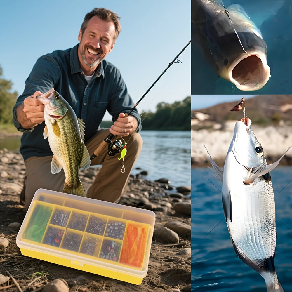 Fishing Lure Kit 78/106/188/361 Piece Freshwater Tackle Box Set, Spoon Lures, Soft Plastic Worms, Hooks & Accessories for Bass, Trout, and Salmon Fishing, Complete Beginner & Pro Fishing Gear Gift