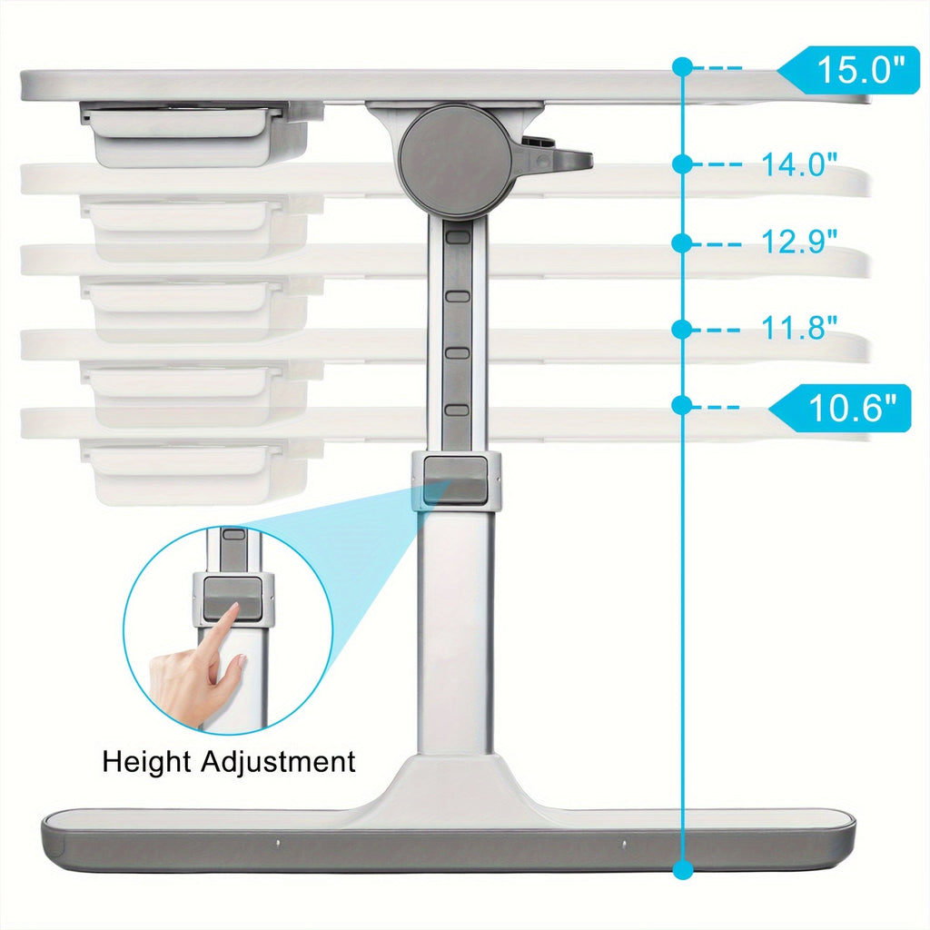 Lap Desk Bed Tray Table with USB Light, Fan & Drawer – Adjustable Portable Laptop Stand for Bed, Couch, Sofa; Laptop Desk for Reading, Writing, Eating – 10 Colors & Sizes