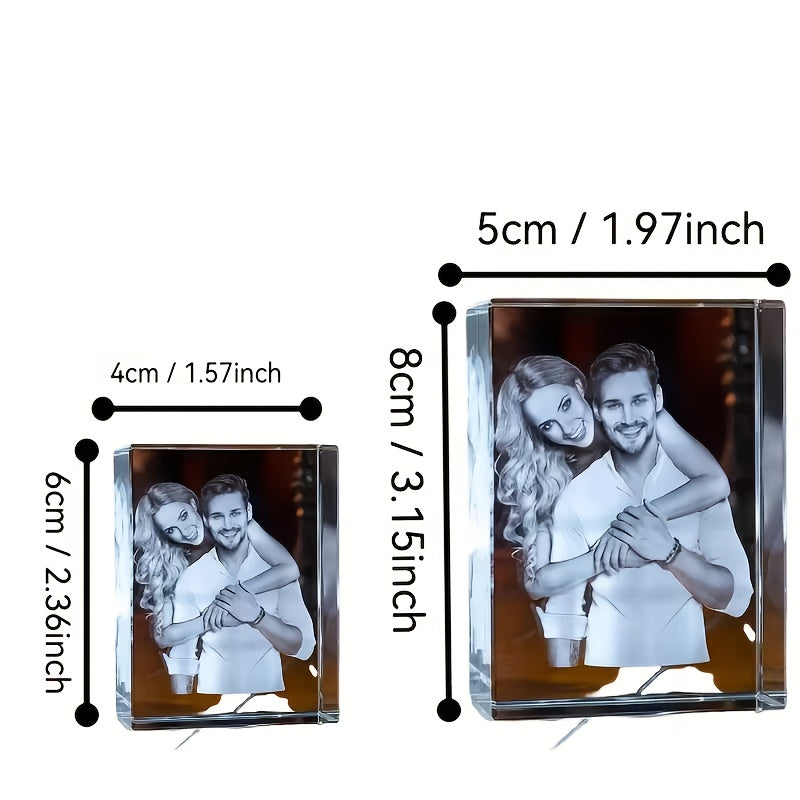 Custom 3D Laser Engraved Crystal Cube - Personalized Inner-Carved Pet Photo Portrait for Dogs & Cats, Glass Crystal Keepsake for Bedroom & Living Room Decor, Birthday, Christmas & Holiday Gift