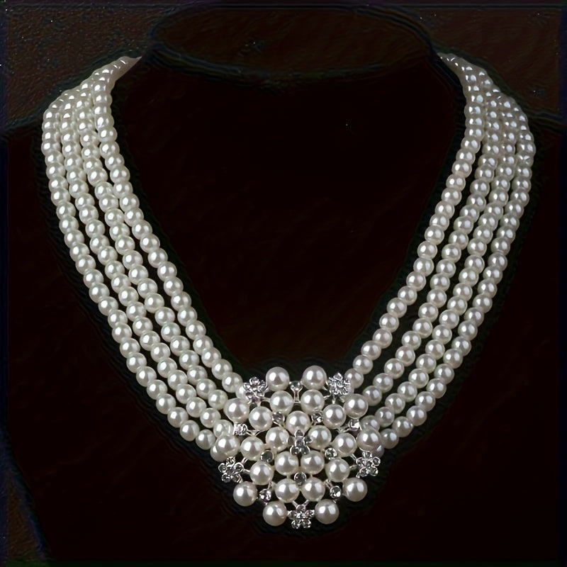 Luxury Bridal Necklace & Earring Set for Women – Silver-Plated Beaded Jewelry Set for Weddings, Evening Parties & Stage Performances, Elegant Dress Accessories