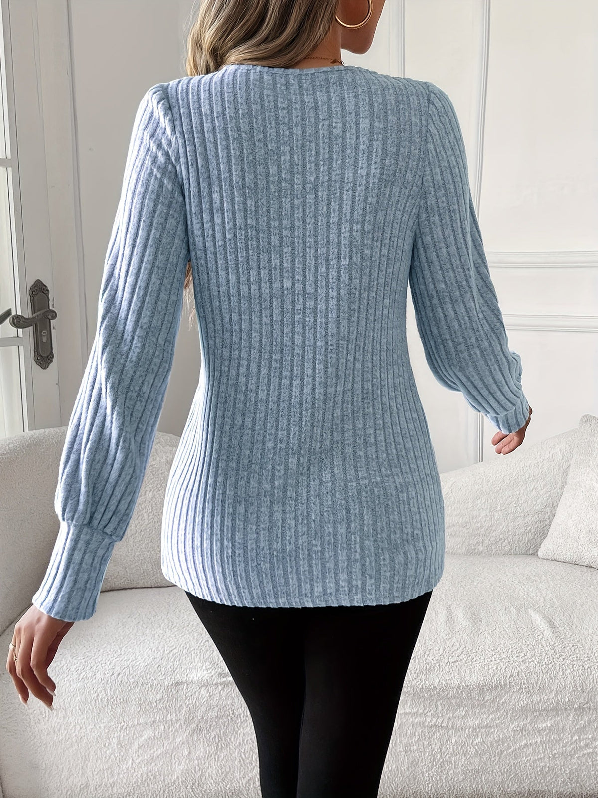 Women's Long Sleeve Lace Trim T-Shirt Round Neck Elegant Casual Top Soft Lightweight Blouse Pink Grey Blue S-XXL US Warehouse