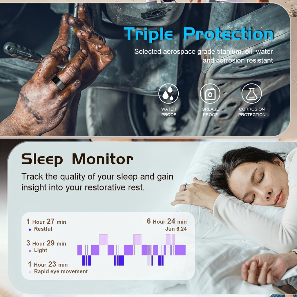 Smart Ring for Women – Fitness Tracker with Heart Rate, Sleep Monitor, Stress & Menstrual Tracking, 100+ Sports Modes, IP68 Waterproof, No Subscription, Compatible with iPhone & Android