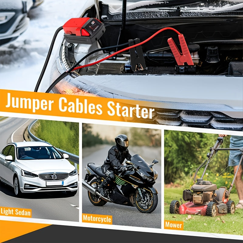 DeWalt Compatible Car Jump Starter Booster Cables with Adapter for DeWalt 20V Battery, Portable Automotive Jumper Cables for Car Jump Starting, Battery Not Included