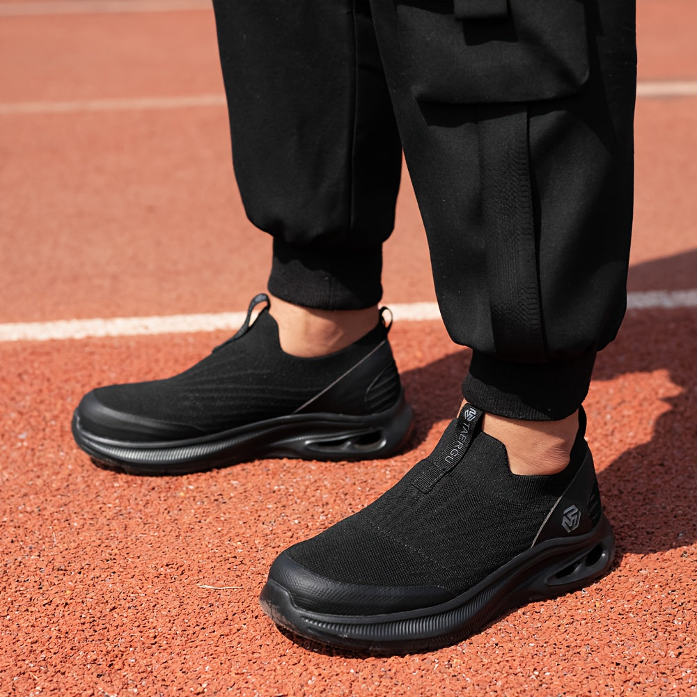 Men's Steel Toe Work Shoes Slip-On Lightweight Safety Sneakers Puncture-Resistant Non-Slip Loafers Black Grey Blue Sizes US 5.5-14