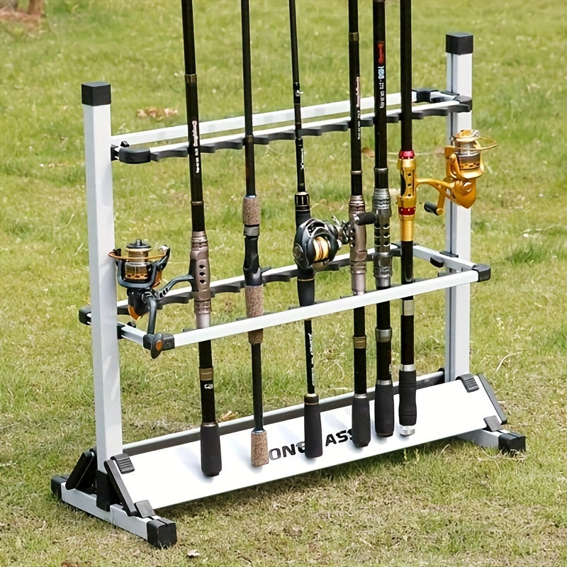 Portable Fishing Rod Holder Rack for 24 Rods, Aluminum Alloy, Rust-Resistant with Cushioned Grips - Lightweight Organizer for Garage, Cabin, Bedroom & Fishing Storage
