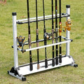Portable Fishing Rod Holder Rack for 24 Rods, Aluminum Alloy, Rust-Resistant with Cushioned Grips - Lightweight Organizer for Garage, Cabin, Bedroom & Fishing Storage